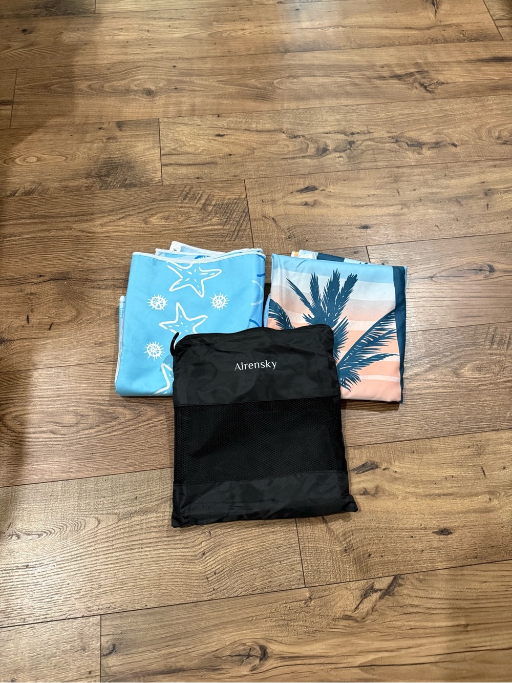 Quick-Dry Beach Towel Set — Blue and Peach